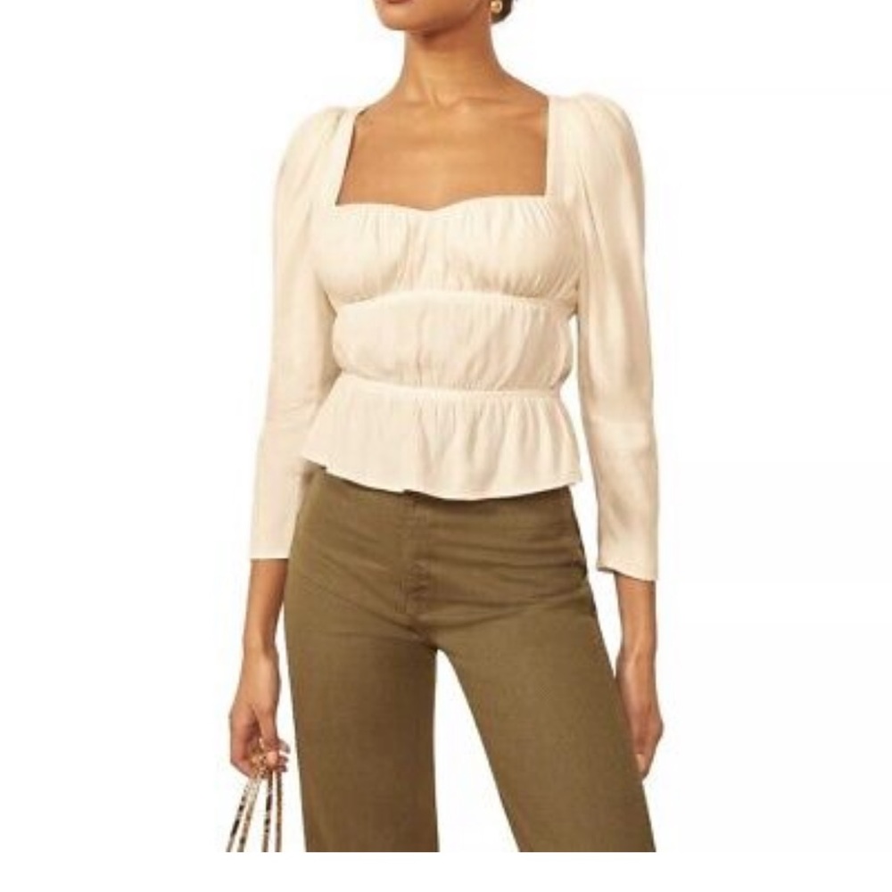 Reformation long sleeve top with back tie